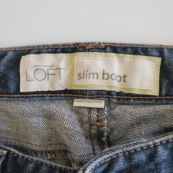 7160 * Ann Taylor Loft Slim Boot Jeans Dark Wash Denim Size 6P - Picture 3 of 13